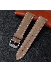 Handmade gray leather watchband 18 19 20 21 22 mm quick release soft cowhide leather, ultra-thin soft strap