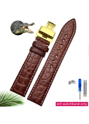 Crocodile crocodile leather strap for Longines Master Omega men and women butterfly clasp watchband 12 14 16 18 20 22 24mm