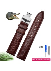 Crocodile crocodile leather strap for Longines Master Omega men and women butterfly clasp watchband 12 14 16 18 20 22 24mm