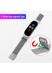 Metal Bracelet for Mi Band 2 3 4 5 6 NFC Stainless Steel Replacement Strap for Xiaomi Mi Band 5 Band4 Strap Miband 5 Accessories