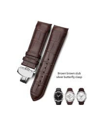 22mm 23mm 24mm Curved End Genuine Leather Watchband Fit For Tissot T035617 Cowhide Watch Strap Butterfly Clasp Bracelets Men