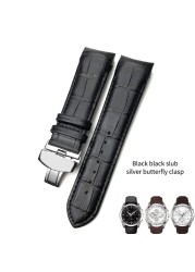 22mm 23mm 24mm Curved End Genuine Leather Watchband Fit For Tissot T035617 Cowhide Watch Strap Butterfly Clasp Bracelets Men