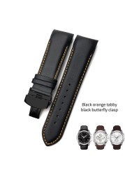 22mm 23mm 24mm Curved End Genuine Leather Watchband Fit For Tissot T035617 Cowhide Watch Strap Butterfly Clasp Bracelets Men