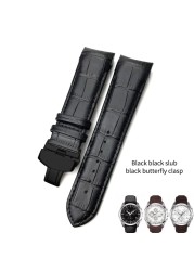 22mm 23mm 24mm Curved End Genuine Leather Watchband Fit For Tissot T035617 Cowhide Watch Strap Butterfly Clasp Bracelets Men