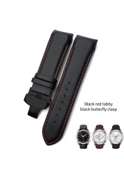 22mm 23mm 24mm Curved End Genuine Leather Watchband Fit For Tissot T035617 Cowhide Watch Strap Butterfly Clasp Bracelets Men