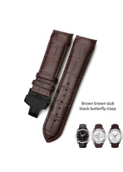 22mm 23mm 24mm Curved End Genuine Leather Watchband Fit For Tissot T035617 Cowhide Watch Strap Butterfly Clasp Bracelets Men