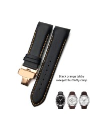 22mm 23mm 24mm Curved End Genuine Leather Watchband Fit For Tissot T035617 Cowhide Watch Strap Butterfly Clasp Bracelets Men