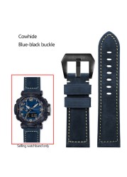 Frosted Cow Leather Italian Watchband for Casio PROTREK Series PRG-600/PRG-650/PRW-6600 Outdoor Sports Bracelet Strap 24mm