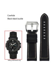 Frosted Cow Leather Italian Watchband for Casio PROTREK Series PRG-600/PRG-650/PRW-6600 Outdoor Sports Bracelet Strap 24mm