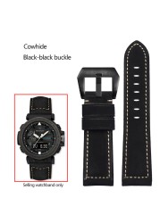 Frosted Cow Leather Italian Watchband for Casio PROTREK Series PRG-600/PRG-650/PRW-6600 Outdoor Sports Bracelet Strap 24mm