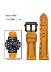 Frosted Cow Leather Italian Watchband for Casio PROTREK Series PRG-600/PRG-650/PRW-6600 Outdoor Sports Bracelet Strap 24mm