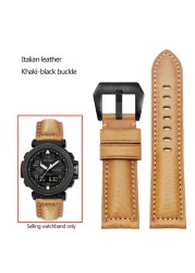 Frosted Cow Leather Italian Watchband for Casio PROTREK Series PRG-600/PRG-650/PRW-6600 Outdoor Sports Bracelet Strap 24mm