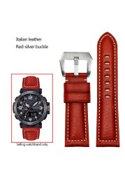 Frosted Cow Leather Italian Watchband for Casio PROTREK Series PRG-600/PRG-650/PRW-6600 Outdoor Sports Bracelet Strap 24mm