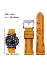 Frosted Cow Leather Italian Watchband for Casio PROTREK Series PRG-600/PRG-650/PRW-6600 Outdoor Sports Bracelet Strap 24mm