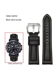 Frosted Cow Leather Italian Watchband for Casio PROTREK Series PRG-600/PRG-650/PRW-6600 Outdoor Sports Bracelet Strap 24mm