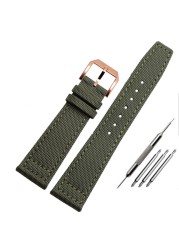 Nylon watch strap for IWC series, portuguese, pilot, 20mm, 21mm, 22mm, canvas, black, blue and green