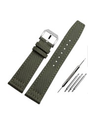 Nylon watch strap for IWC series, portuguese, pilot, 20mm, 21mm, 22mm, canvas, black, blue and green