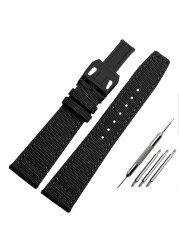 Nylon watch strap for IWC series, portuguese, pilot, 20mm, 21mm, 22mm, canvas, black, blue and green