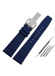 Nylon watch strap for IWC series, portuguese, pilot, 20mm, 21mm, 22mm, canvas, black, blue and green