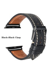 Top Quality Leather Band for Apple Watch 45mm 41mm 44mm 40mm 42mm 38mm Series 7 6 SE 5 4 3 Bracelet iWatch Accessories Strap