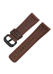 Frosted Genuine Leather Watchband 28mm Black Brown Strap Replacement Strap for S2 M2 P3 T2 Series Retro Watch Series