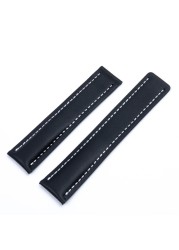 Soft calfskin watch strap 20mm 22mm 24m band for Breitling watchband avenger/navitimer premier bracelet folding buckle