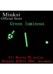 Miuksi Watch Silver Hands Green Blue Luminous Hands Fit NH35 NH36 ETA2824 2836 Miyota8205 8215 821A Mingzhu DG2813 3804 Movement