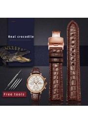 For any wristband luxury genuine crocodile leather watchband 18mm 19mm 20mm 21mm 22mm black brown straps