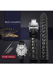 For any wristband luxury genuine crocodile leather watchband 18mm 19mm 20mm 21mm 22mm black brown straps