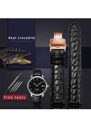 For any wristband luxury genuine crocodile leather watchband 18mm 19mm 20mm 21mm 22mm black brown straps