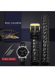 For any wristband luxury genuine crocodile leather watchband 18mm 19mm 20mm 21mm 22mm black brown straps