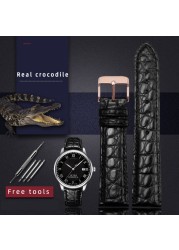 For any wristband luxury genuine crocodile leather watchband 18mm 19mm 20mm 21mm 22mm black brown straps