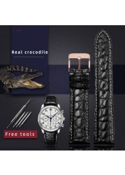 For any wristband luxury genuine crocodile leather watchband 18mm 19mm 20mm 21mm 22mm black brown straps