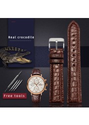 For any wristband luxury genuine crocodile leather watchband 18mm 19mm 20mm 21mm 22mm black brown straps