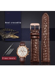 For any wristband luxury genuine crocodile leather watchband 18mm 19mm 20mm 21mm 22mm black brown straps