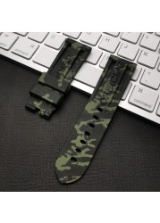 Top quality 22mm 24mm gray green red blue camo silicone rubber watchband for Panerai strap for PAM111/441 watch band