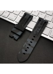 Top quality 22mm 24mm gray green red blue camo silicone rubber watchband for Panerai strap for PAM111/441 watch band