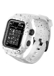 Case + Strap for Apple Watch 6 5 4 SE 44mm Sport Silicone Strap IP68 Waterproof Anti-drop Protective Cover for iwatch 3 2 1 42mm