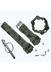 Camo Resin Strap Case Men Watch Accessories for Casio G-SHOCK GA700 GA735 Sports Waterproof Rubber Strap Ladies Watch Band