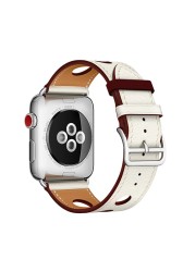 باند لآبل ووتش سلسلة 3 38 مللي متر 42 مللي متر لينة ثلاثة ثقوب جلدية للماء حزام ل iwatch سلسلة 4 5 6 SE 7 44 مللي متر 40 مللي متر 41 45 مللي متر