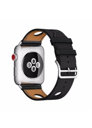 باند لآبل ووتش سلسلة 3 38 مللي متر 42 مللي متر لينة ثلاثة ثقوب جلدية للماء حزام ل iwatch سلسلة 4 5 6 SE 7 44 مللي متر 40 مللي متر 41 45 مللي متر