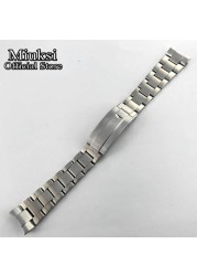 Miuksi 20mm 316L Solid Stainless Steel Watch Band Folding Buckle Mens Strap