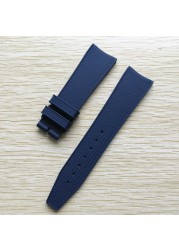 22mm Black Blue Rubber Silicone Watchband Watch Strap For IWC Pilot Portuguese IW323101 Bracelet Strap With Pin Buckle Tool Free