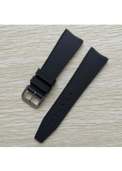 22mm Black Blue Rubber Silicone Watchband Watch Strap For IWC Pilot Portuguese IW323101 Bracelet Strap With Pin Buckle Tool Free