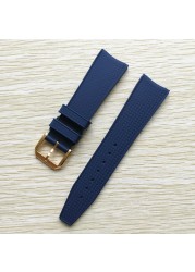 22mm Black Blue Rubber Silicone Watchband Watch Strap For IWC Pilot Portuguese IW323101 Bracelet Strap With Pin Buckle Tool Free