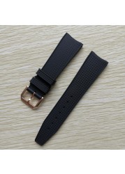 22mm Black Blue Rubber Silicone Watchband Watch Strap For IWC Pilot Portuguese IW323101 Bracelet Strap With Pin Buckle Tool Free