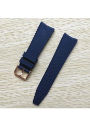 22mm Black Blue Rubber Silicone Watchband Watch Strap For IWC Pilot Portuguese IW323101 Bracelet Strap With Pin Buckle Tool Free