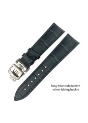 20mm 21mm Cowhide Leather Watchband Fit For Jaeger-LeCoultre Master Watch Strap Soft Black Brown Blue Leather Bracelets Folding Buckle