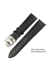 20mm 21mm Cowhide Leather Watchband Fit For Jaeger-LeCoultre Master Watch Strap Soft Black Brown Blue Leather Bracelets Folding Buckle