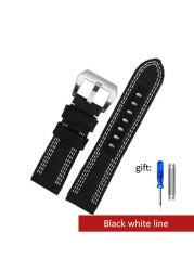 For Panerai Watch Strap Pam00984 00985 PAM111 PAM441 Stealth Nylon Leather Sole Bracelet Accessory 24 26mm Big Size For Men